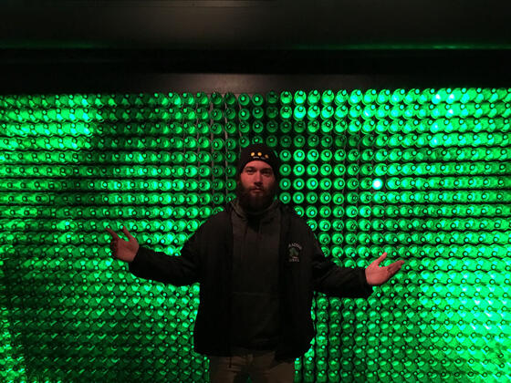 Wade at the Heineken Brewery In Amsterdam.