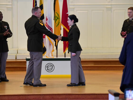 Jennifer Robinson receives her Army commission at 2022 ROTC Commissioning.