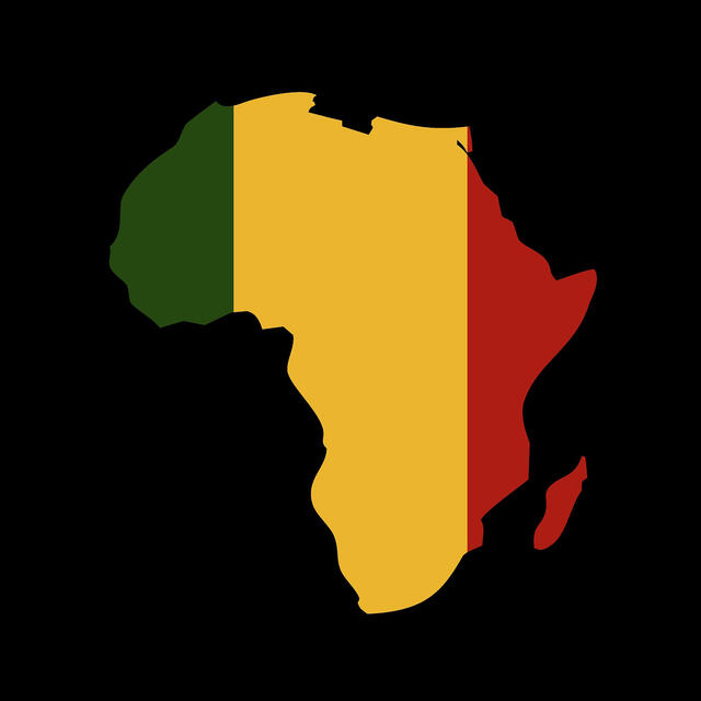 African flag in shape of Africa 