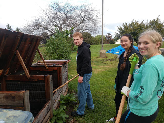 Compost Club students work on their Griswold-Zepp project.