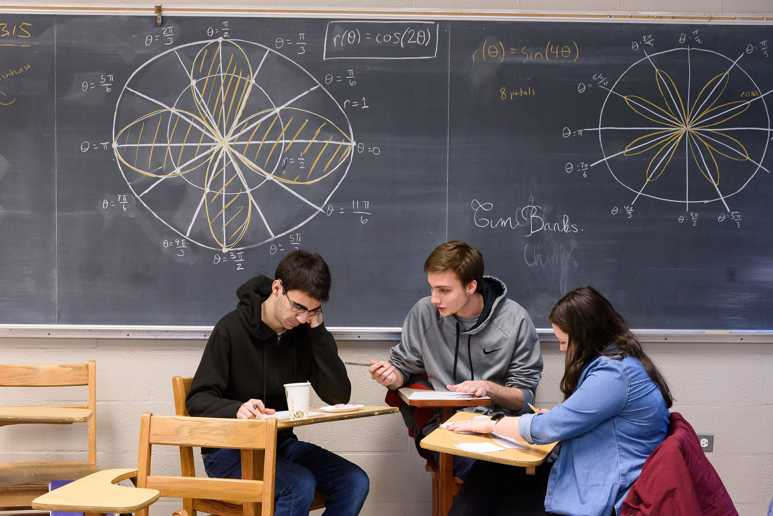 Students sitting at classroom desks during Estimathon.