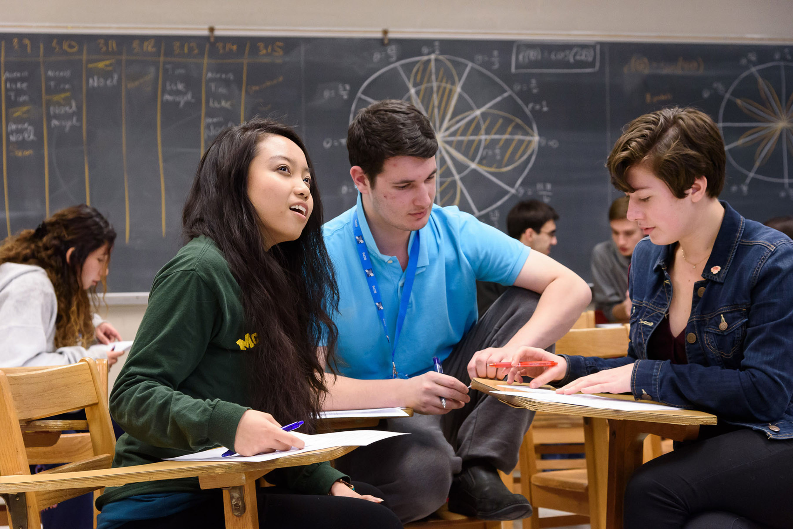 Students sitting at classroom desks during Estimathon.