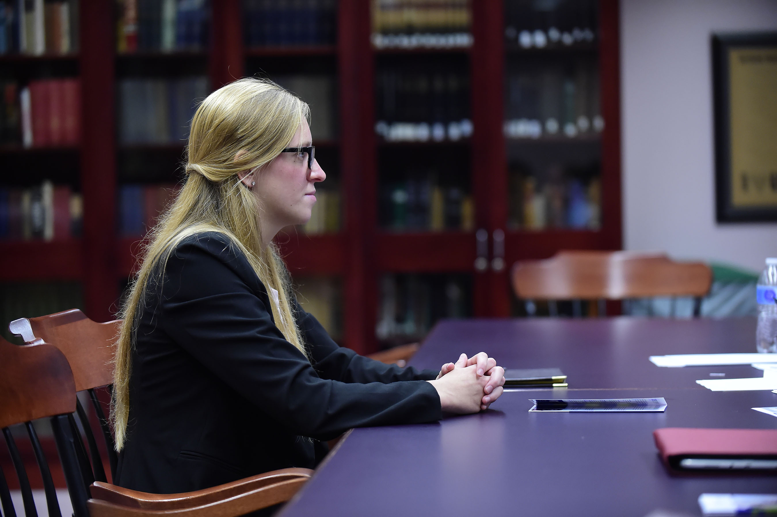 Student in business attire on Interviewing Day 2019.