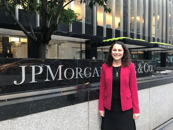 Julia Wainwright at JP Morgan Chase on Wall Street 