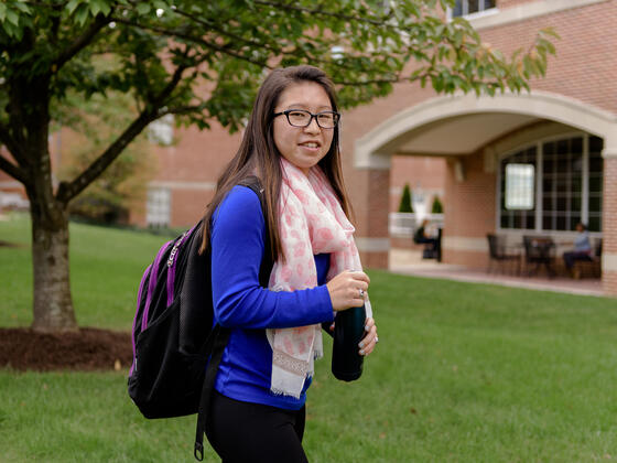 Students walking across campus.