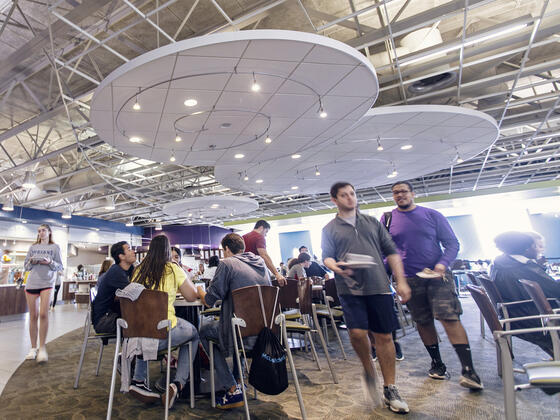 Students in Englar Dining Hall.