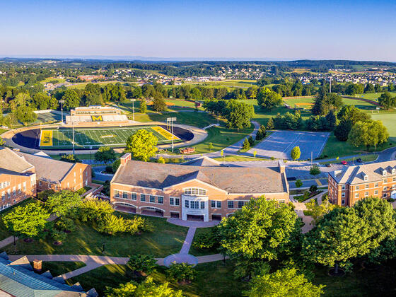 Aerial view of McDaniel College campus.