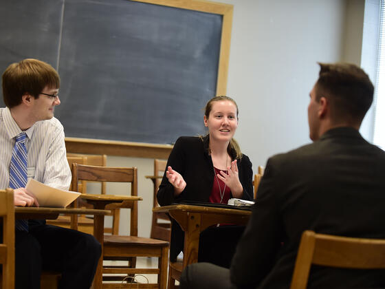 Students in classroom on Interviewing Day 2019.