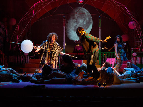 Theatre Arts students in performance of Hair, the Musical. 