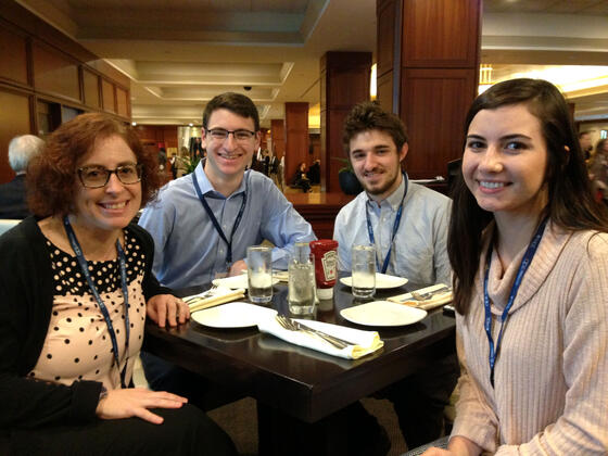 McDaniel Psychology professor Wendy Morris (left) with students Matt Allen, Max Seigel and Katie Keegan at the Association for Psychological Science conference in Boston.