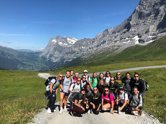 McDaniel College women's soccer team in the Alps