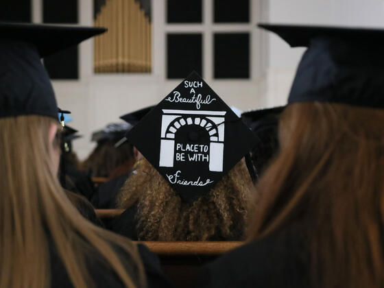 Mortar board at commencement.