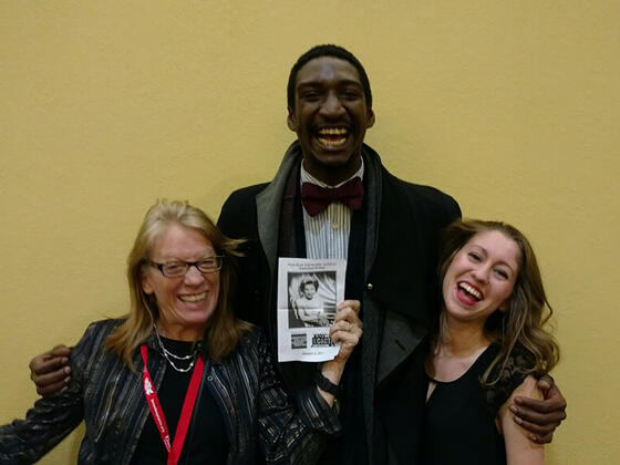 Elizabeth van den Berg with Theatre Arts students at Kennedy Center Theatre Festival