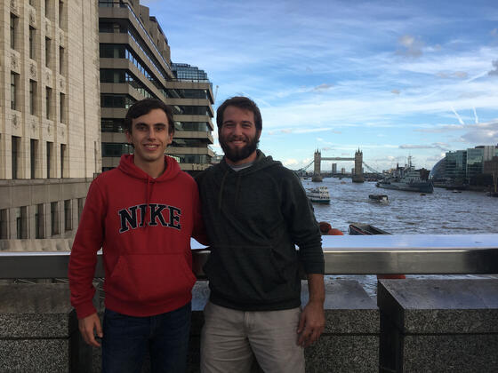 Will Giles and Wade Bishop in London during their study abroad semester