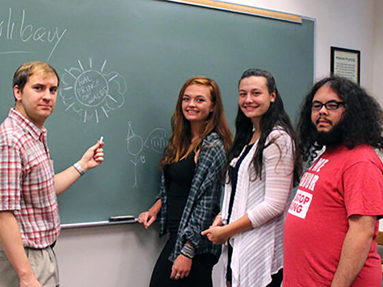 English professor Paul Zajac with student from his Shakespeare's Game of Thrones FYS