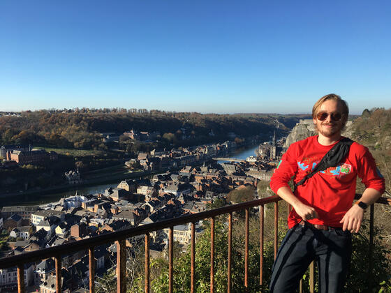 Connor Norton, Political Science and Computer Science major, in Belgium during his study abroad experience in Brussels.