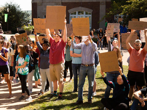 Students march to bring awareness to climate change.