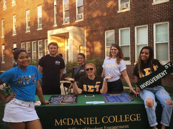 Student Engagement Peers tabling for Office of Student Engagement