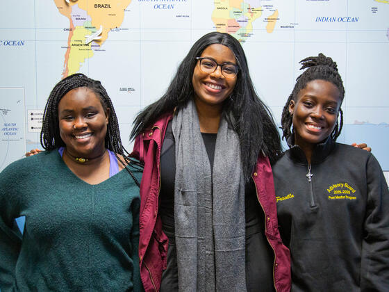 McDaniel College Gilman scholarship recipients (l-r) Faith Young, Emem Akpan and Priscilla Owusu will study abroad during the spring semester and over the summer of 2020