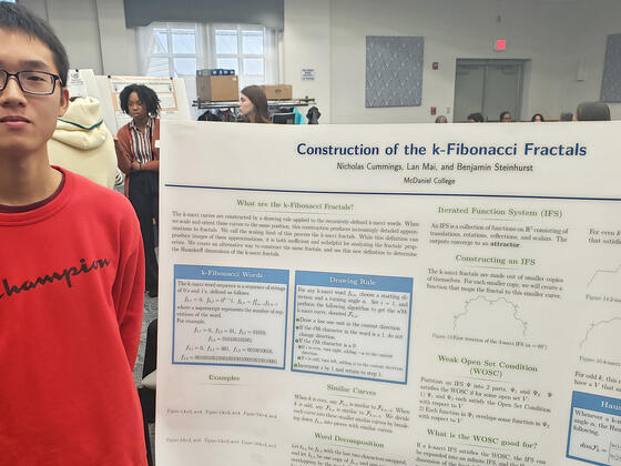 McDaniel College student Lan Mai presented at the Maryland Collegiate Honors Conference, Feb. 28-29. Mai’s poster presentation was titled “Construction of the k-Fibonacci Fractals" and based on his summer research.