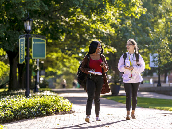 Students walking on campus