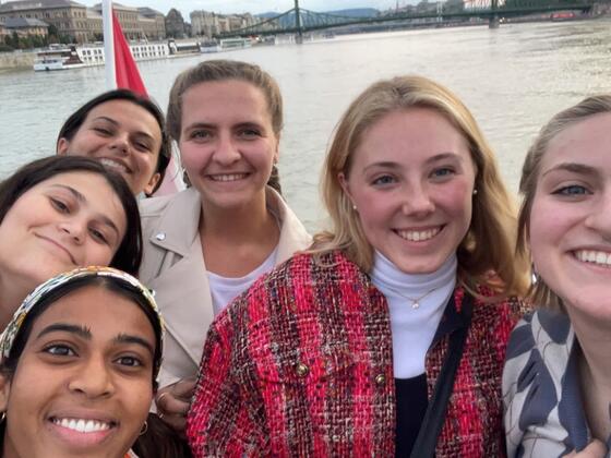 A group photo of McDaniel students studying abroad in Budapest.