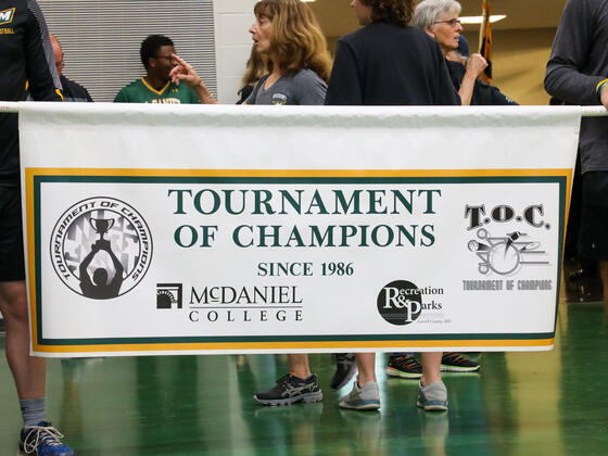 Close-up of the Tournament of Champions banner.