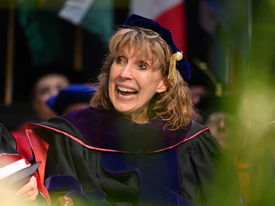 Graduate Commencement Speaker addresses the crowd