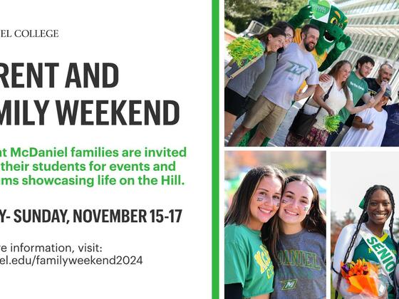 Parent and Family Weekend 2024 digital sign