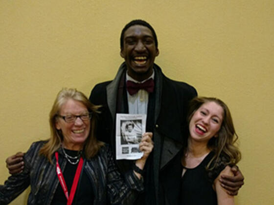 McDaniel Theatre Arts professor with student-actors Najee Banks and Alex Tolle