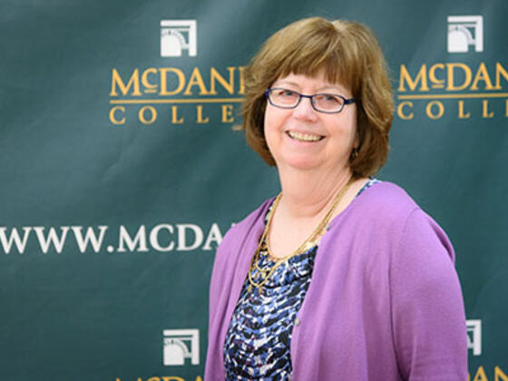 Photo of English professor Kathy Mangan recognized for 40 years of service to McDaniel College