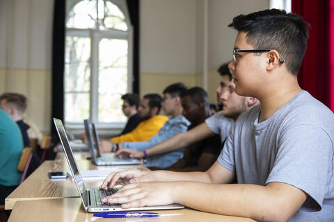 Students in Budapest campus classroom.