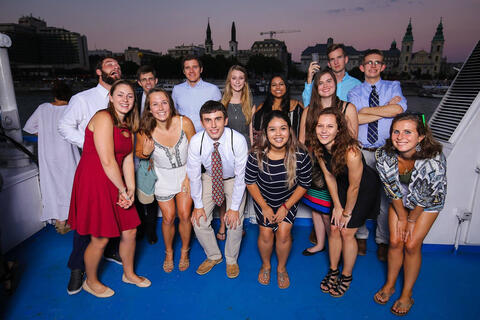 Students on a River Cruise in Budapest. 