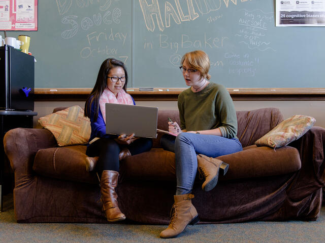 Students studying in lounge.