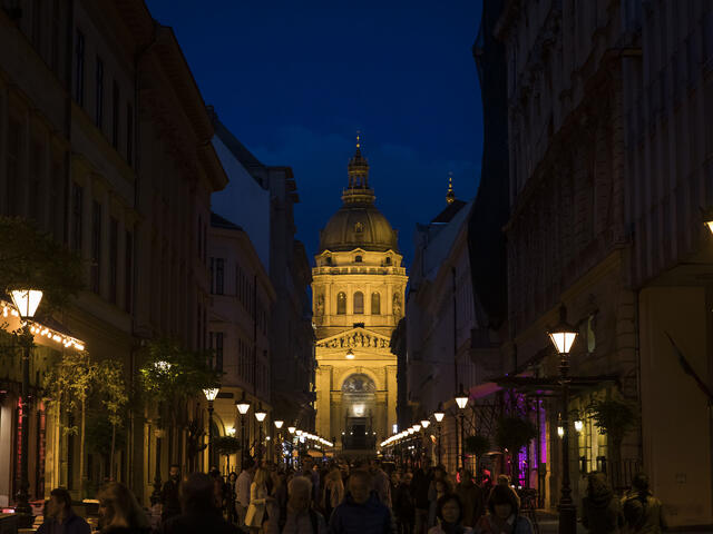 Budapest city nightlife scene.