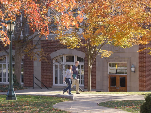 Hoover Library outdoor courtyard.