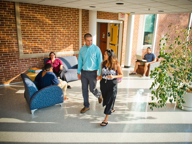 Grad students in lobby.