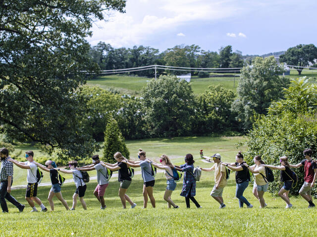 Students participating in team activity at McDaniel Local event.