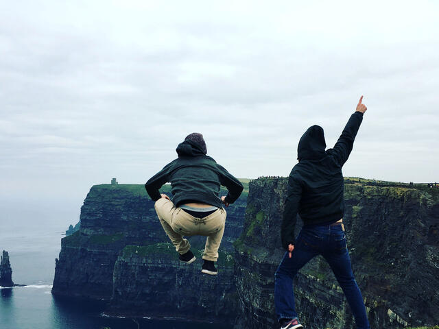 Students, Will and Wade, at the Cliffs of Moher.