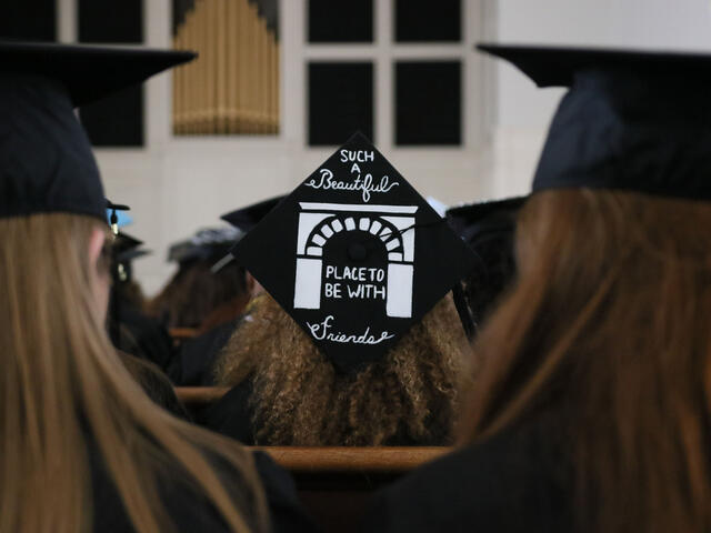 Mortar board at commencement.