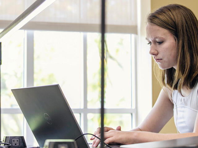 student at computer