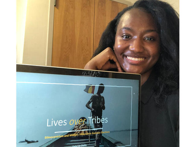 McDaniel College junior Dalanda Diallo presented “Lives over Tribes: Ethnocentrism and Military Violence in Guinean Elections” at the virtual Maryland Collegiate Honors Council Conference.