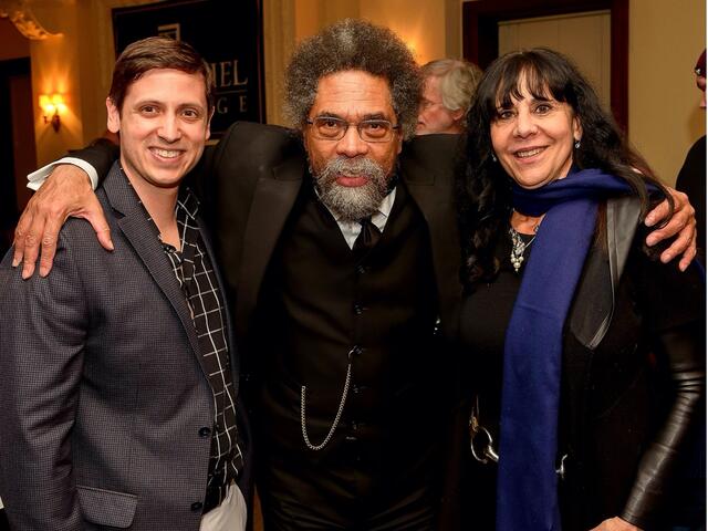Professor Christianna Leahy pictured with Dr. Mongiello and Dr. Cornell West