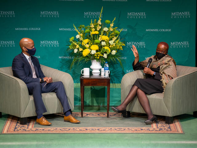 Dr. Richard Smith and Rev. Nontombi Naomi Tutu at McDaniel Convocation 2-16-22