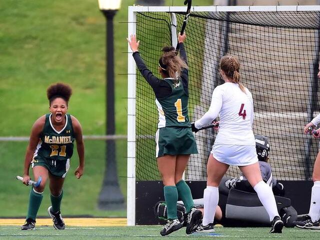 Field Hockey action shot for Green & Gold Field Hockey Alumni Event