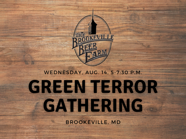 Brookeville Beer Farm logo on woodgrain background