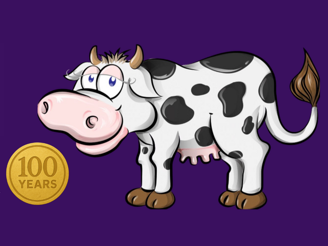 Phi Alpha Mu 100th purple cow logo