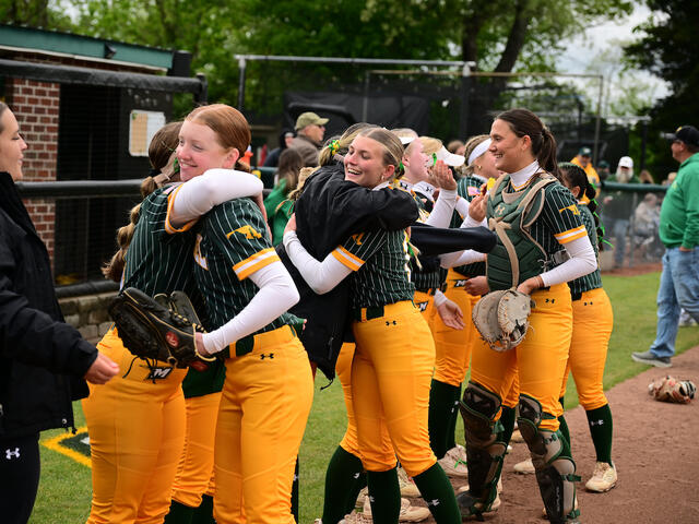 Softball seniors greet the team at Senior Day 2026. 