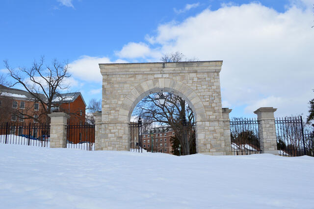 The Arch in the winter snow.