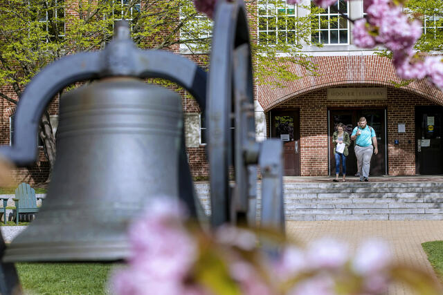 Hoover Library view from behind the bell.